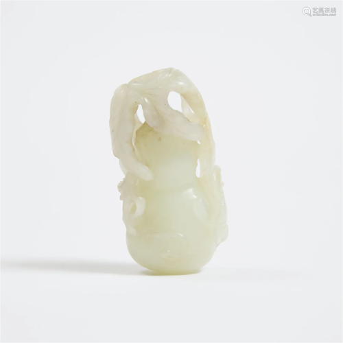 A White Jade 'Double-Gourd' Pendant, Qing Dynasty,...
