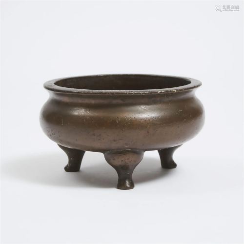 A Bronze Tripod Censer, Late Qing Dynasty, 19th Century, 晚清