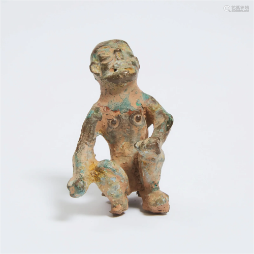 A Bronze Figure of a Seated Man, Possibly Dian Kingdom (Yun