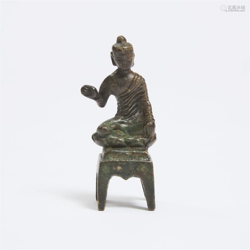 A Small Northern Qi-Style Bronze Figure of a Buddha, Possib