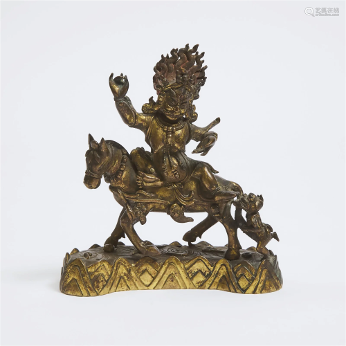 A Gilt Bronze Figure of Palden Lhamo with Simhavaktra, 18th