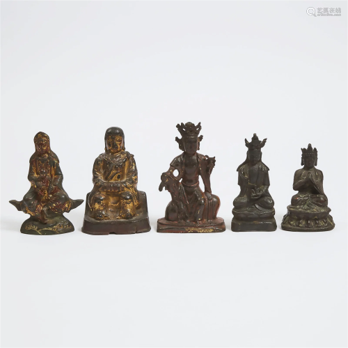 A Group of Five Bronze Figures, Ming Dynasty, 16th/17th Cen