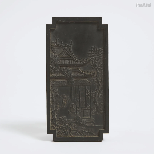 A Carved 'Landscape' Inkstone, Qianlong Mark, Earl...