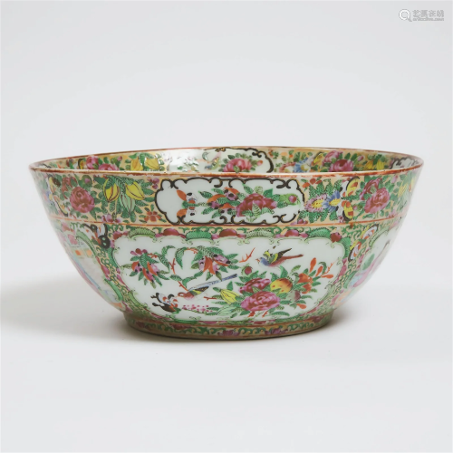 A Canton Famille Rose Punch Bowl, Early 19th Century, 清 十九...