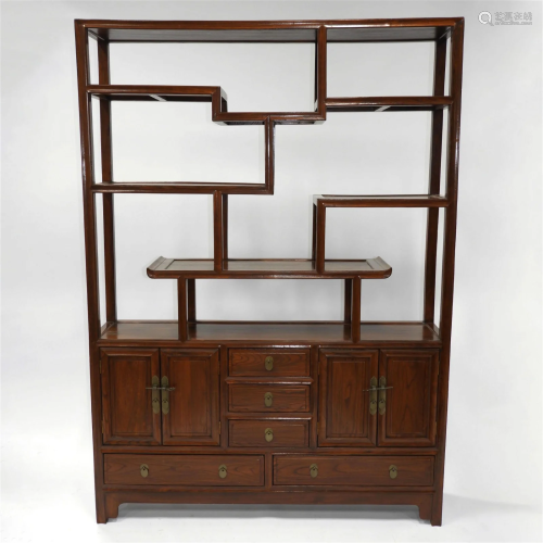 A Chinese Hardwood 'Curio' Display Cabinet, Mid 20...