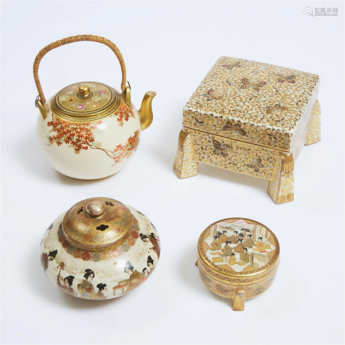 A Group of Four Fine Satsuma Wares, Meiji Period (1868-1912