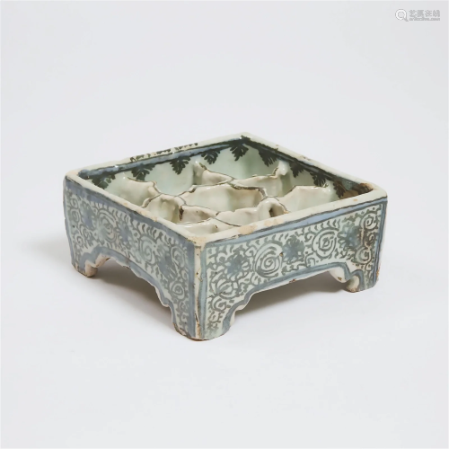 A Safavid Blue and White Workbox, Persia, 17th Century, 2.9