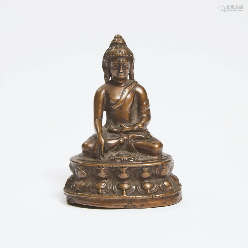 A Small Tibetan Bronze Seated Figure of Buddha, 16th Centur