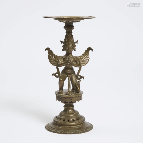 A Large Indian Bronze Garuda Lamp Stand, 18th/19th Century,