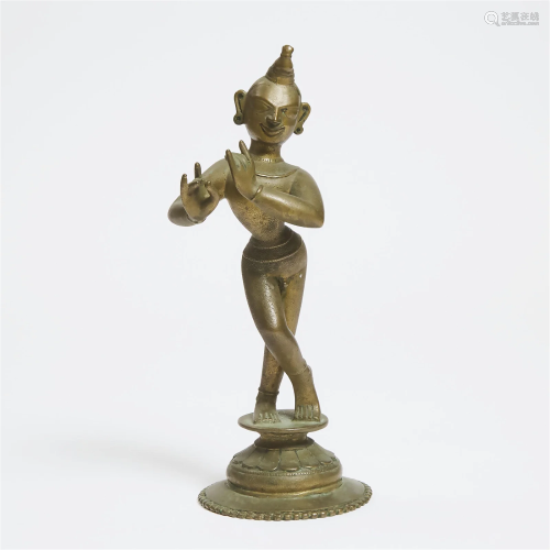 A Large Indian Bronze Figure of Krishna Venugopala, 18th/19