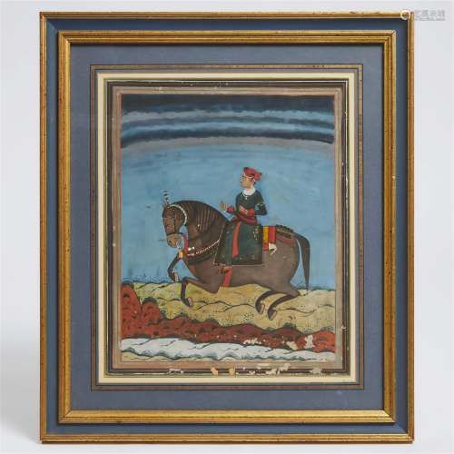 An Indian Equestrian Portrait of a Prince, 18th Century, im
