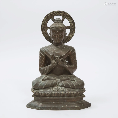 A Large Bronze Seated Figure of Buddha, Northern Thailand,