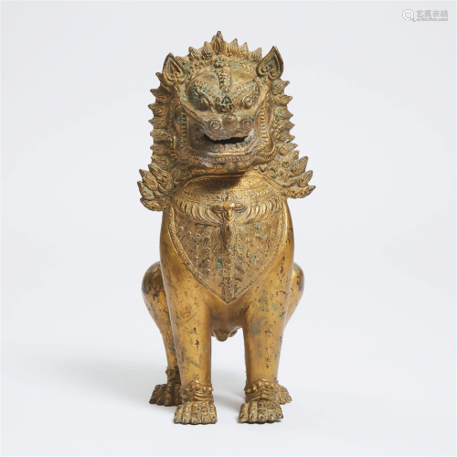 A Gilt Bronze Figure of a Lion, Thailand, 19th Century, hei