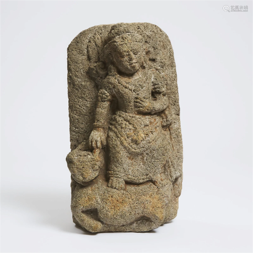 An Andesite Stele of Manjushri, Majapahit Empire, Java, 14t
