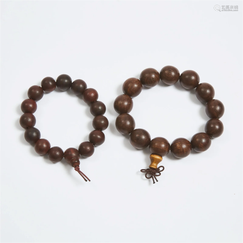Two Strands of Hardwood Beaded Bracelets, Republican Period