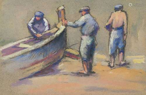 MARCEL BERNANOSE (1884-1952)<br />
Les pêcheurs<br />
Pastel...