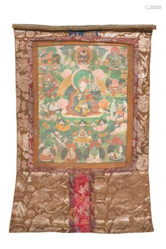 TIBET<br />
 Thangka de Padmasbhava, la divinité représentée...