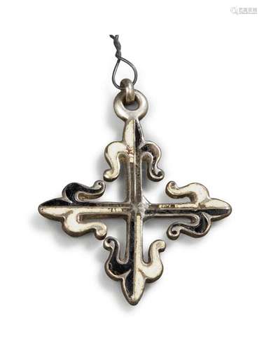 CROIX de Saint-Dominique en argent et émail.XVIIe siècle H :...