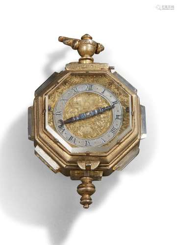 MONTRE DE POCHE en argent vermeillé et cristal de roche ; de...