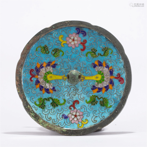 A CHINESE ENAMELING ROUND BRONZE MIRROR