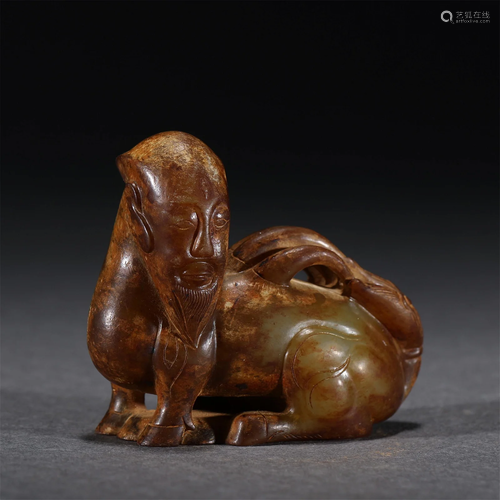 A CHINESE JADE BEAST ORNAMENTS