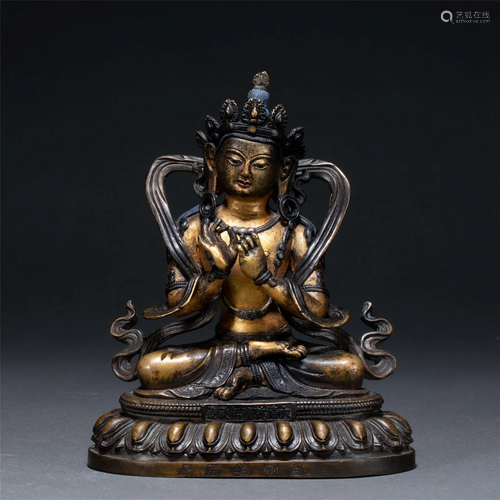 A CHINESE GILT BRONZE FIGURE OF BUDDHA STATUE