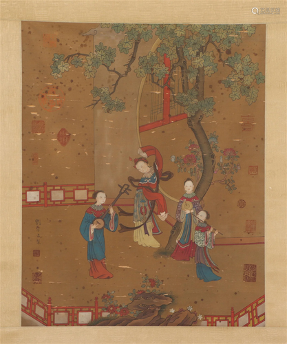 A CHINESE PAINTING OF FIGURE STORY