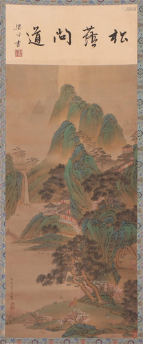 A CHINESE PAINTING OF MOUNTAINS LANDSCAPE