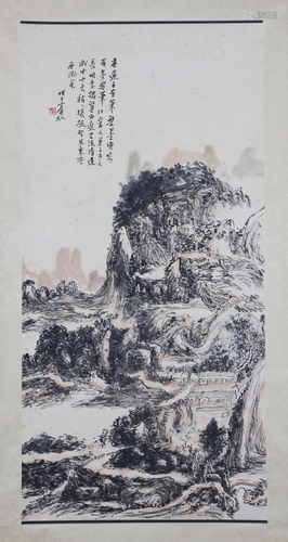 A CHINESE PAINTING OF MOUNTAINS LANDSCAPE