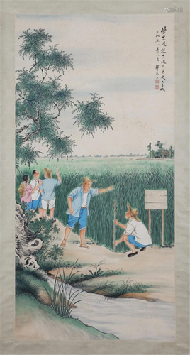 A CHINESE PAINTING OF FIGURE STORY