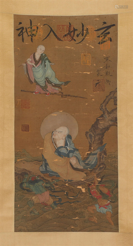 A CHINESE PAINTING OF BUDDHAS