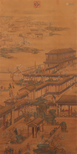 A CHINESE PAINTING OF FIGURE STORY IN PALACE