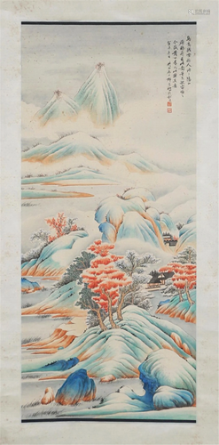 A CHINESE PAINTING OF MOUNTAINS LANDSCAPE