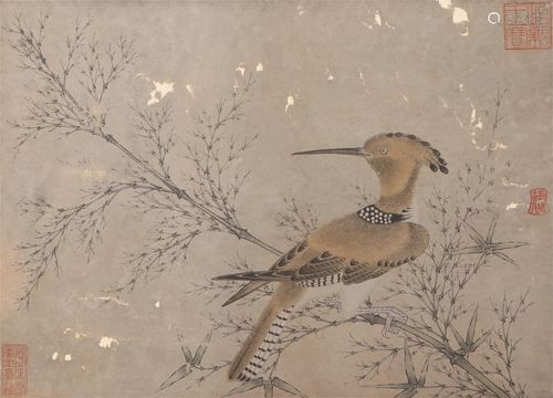 A CHINESE PAINTING OF BIRD AND BAMBOO