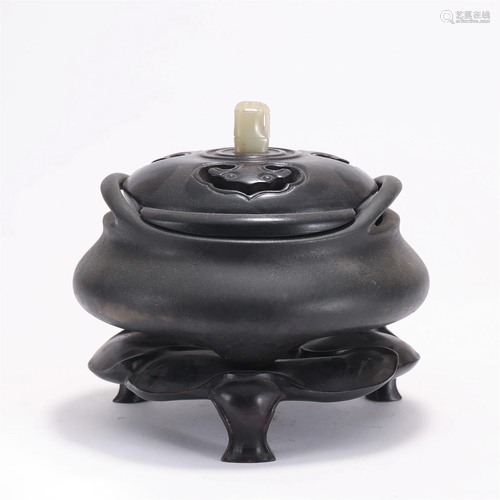 A CHINESE BRONZE LIDDED CENSER