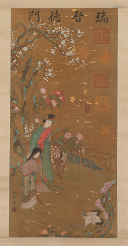 A CHINESE PAINTING OF FIGURE STORY