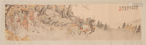 A CHINESE PAINTING OF HUNTING