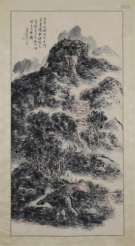 A CHINESE PAINTING OF MOUNTAINS LANDSCAPE