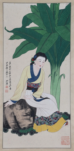 A CHINESE PAINTING OF BEAUTIFUL WOMAN