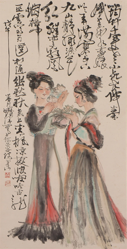 A CHINESE PAINTING OF FIGURE STORY