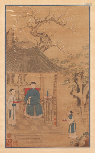 A CHINESE PAINTING OF FIGURE STORY