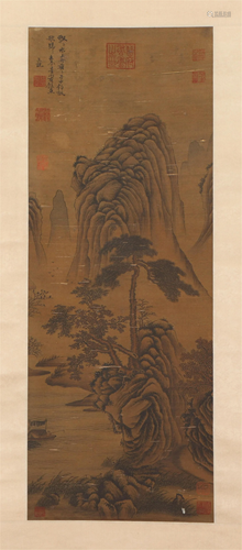 A CHINESE PAINTING OF MOUNTAINS LANDSCAPE