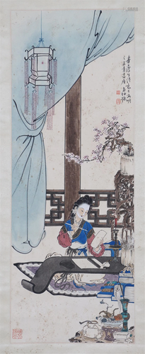 A CHINESE PAINTING OF FIGURE STORY