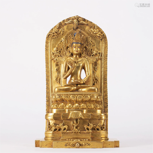 A CHINESE GILT BRONZE FIGURE OF BUDDHA STATUE