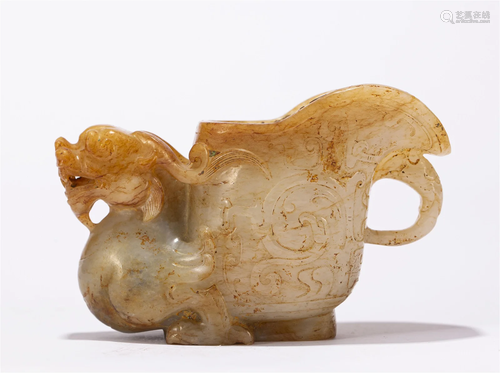 A CHINESE JADE BEAST CUP