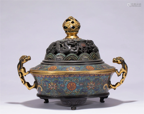 A CHINESE CLOISONNE LIDDED CENSER