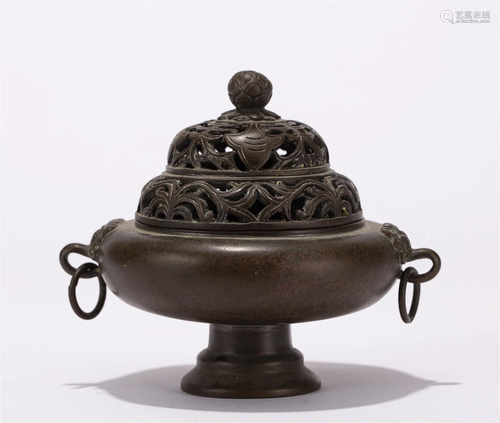 A CHINESE BRONZE INCENSE CAGE