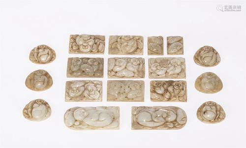 A SET OF CHINESE JADE ITEMS