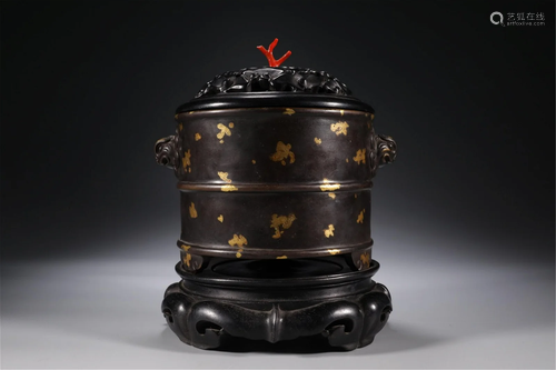 A CHINESE BRONZE LIDDED CENSER