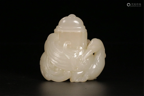 A CHINESE JADE PHOENIX VASE